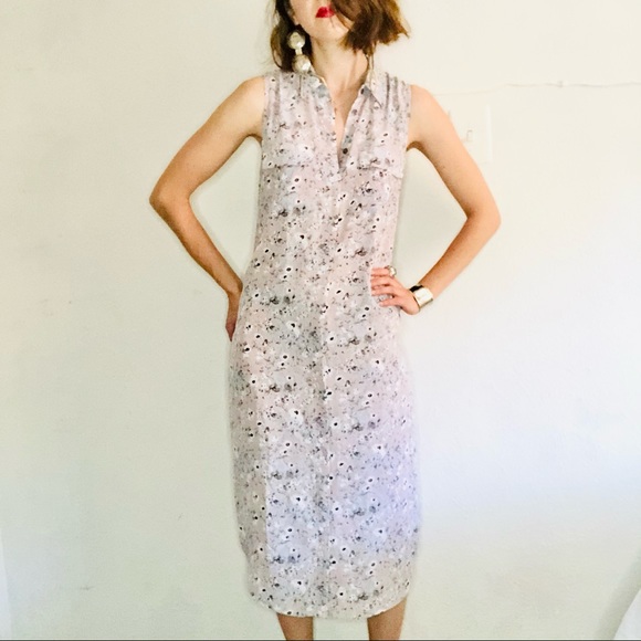 EQUIPMENT Lavender Floral Silk Midi Shirt Dress - Picture 2 of 11